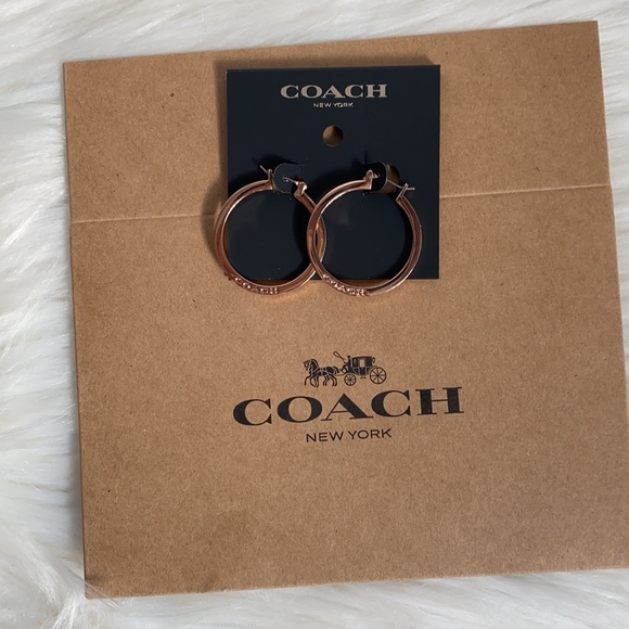 Coach Hoop Earrings RoseGold F73022 - Picture 8 of 10